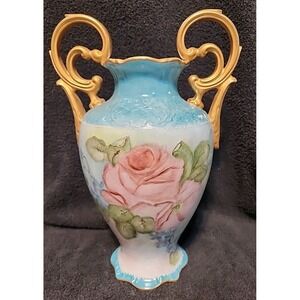 Vntg Hand Painted Vase Bavaria Schumann Arzbero Floral Design 12" Tall